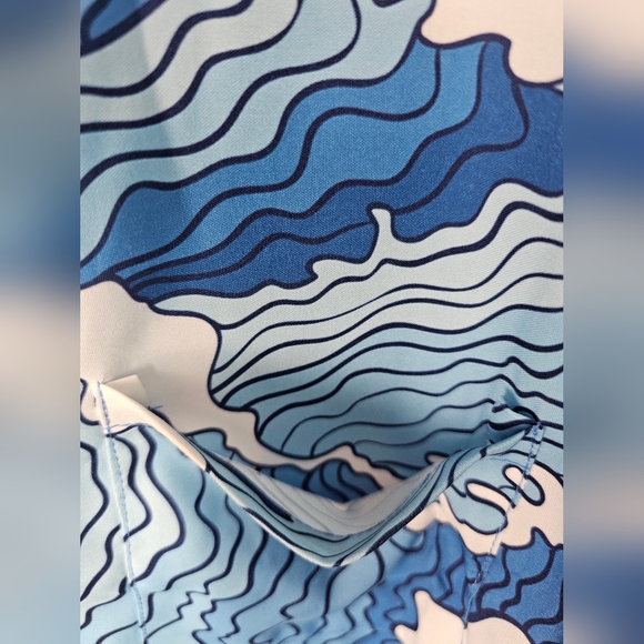 KYKU Men's Button Down Short Sleeve Shirt, One Pocket | Ocean Blue & White - Picture 7 of 9